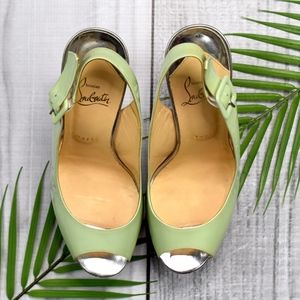 Christian Louboutin Ice Blue Slingback Platforms